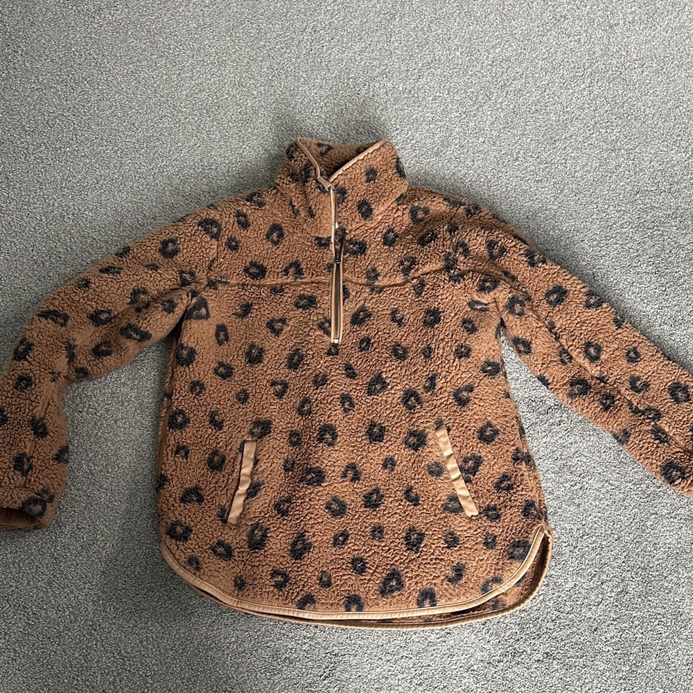 Brown Leopard Print Fleece Jacket